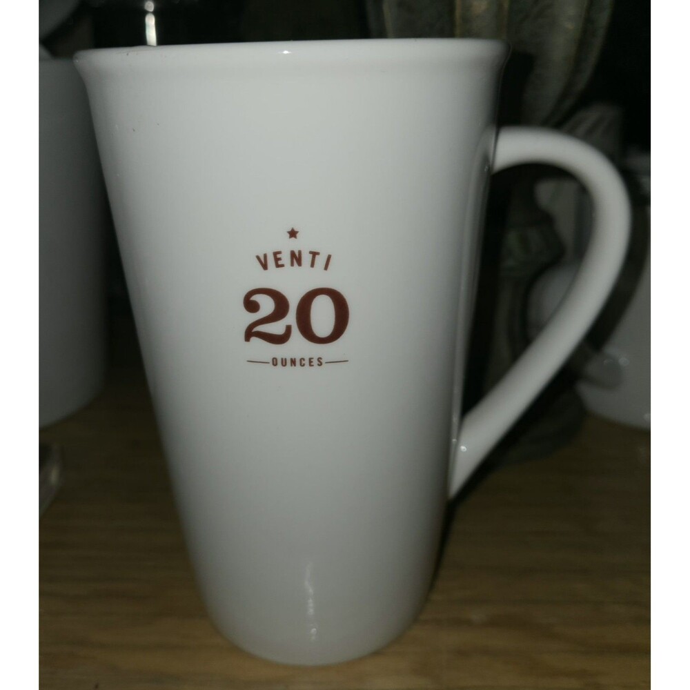 Starbucks Venti 20 oz Mug White Ceramic Coffee Cup EST 1971 2010 Brown Lettering